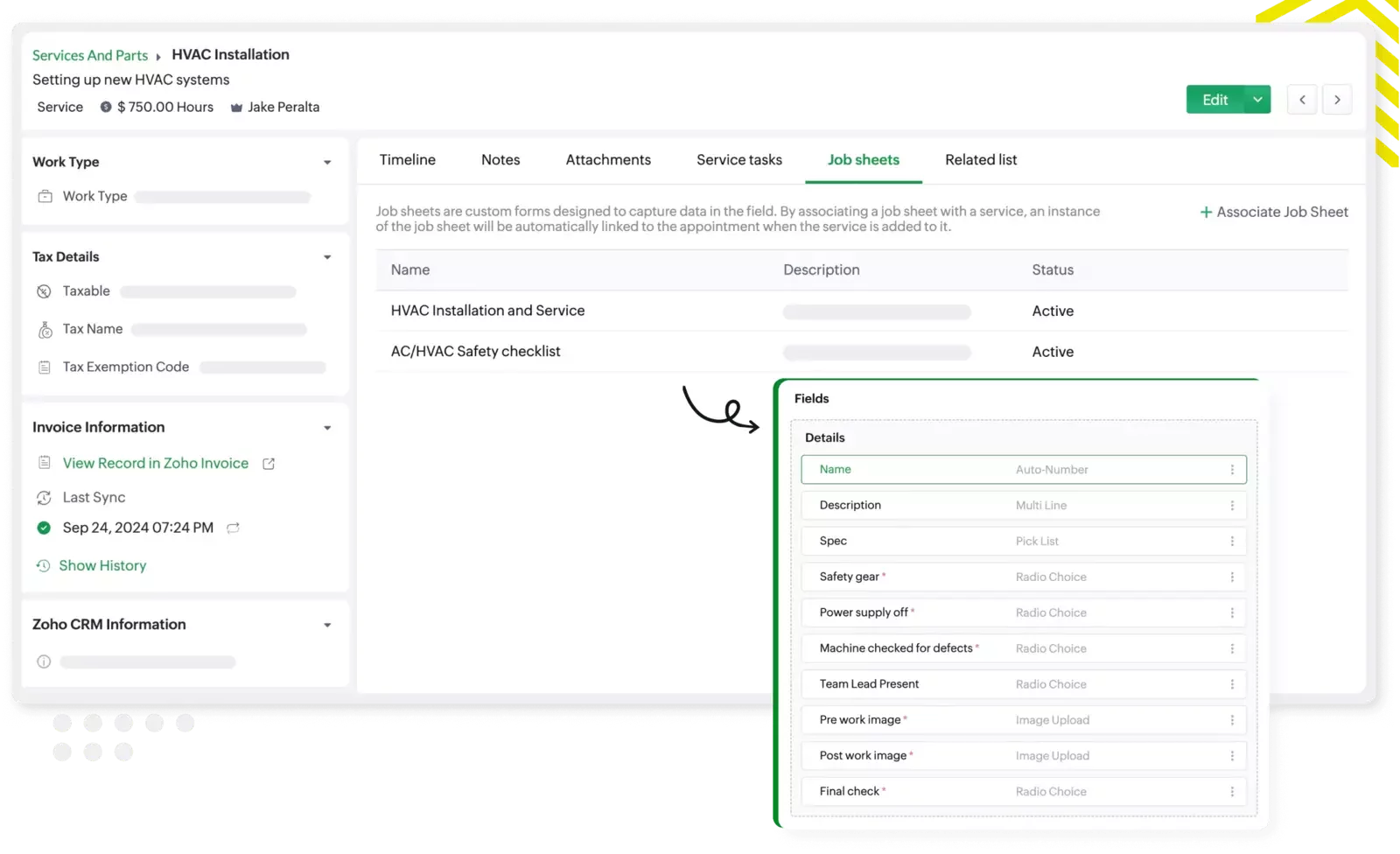 Mobile phone screen showing detailed job checklist and task instructions