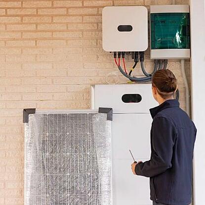 Technician configuring smart home device using field service software with real-time checklists and client updates
